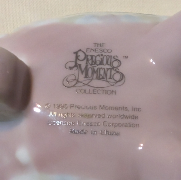 Pink and White Ceramic Precious Moments Wheelbarrow - Picture 7 of 7